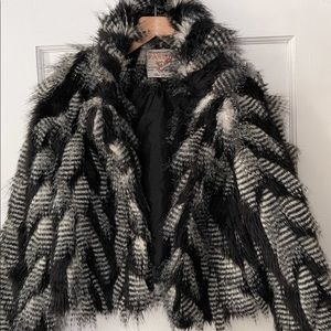 Faux feather/fur coat